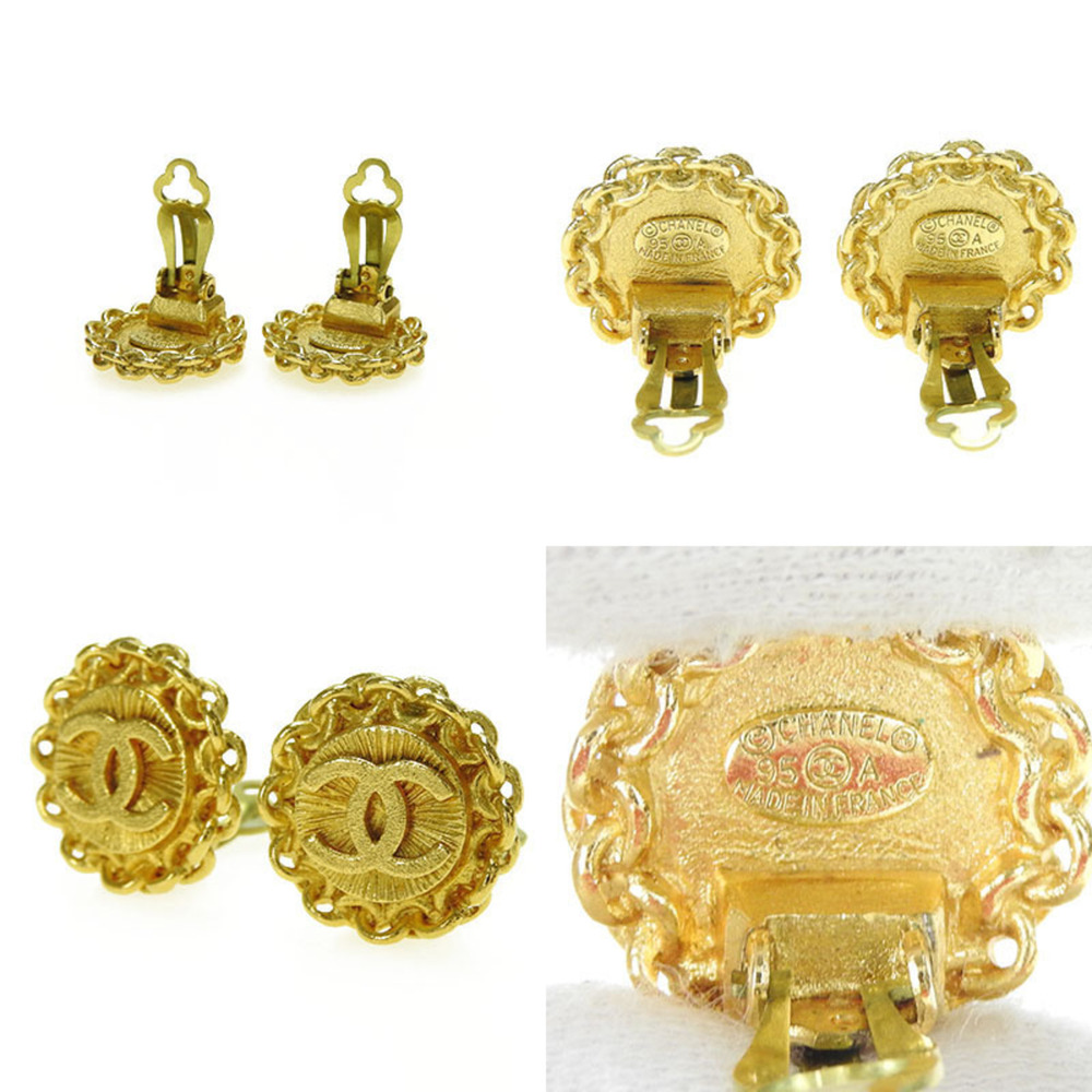 CHANEL Authentic Vintage Gold Logo Earrings - Picture 2 of 3
